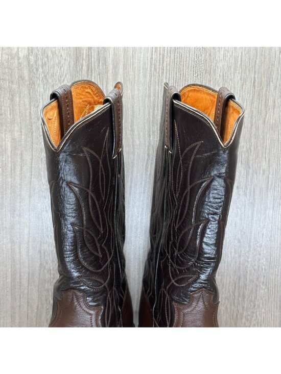 Justin Boots Mens Size 11 Two Tone Pointed Stitch Welt Western Leather Brown main image 4